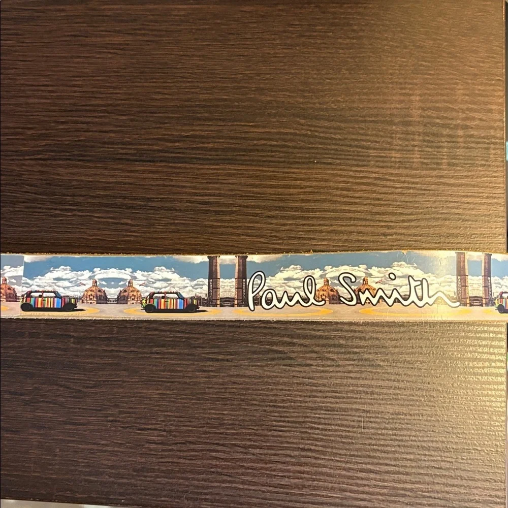 Paul Smith car print leather Belt. Landscape 44” total length.